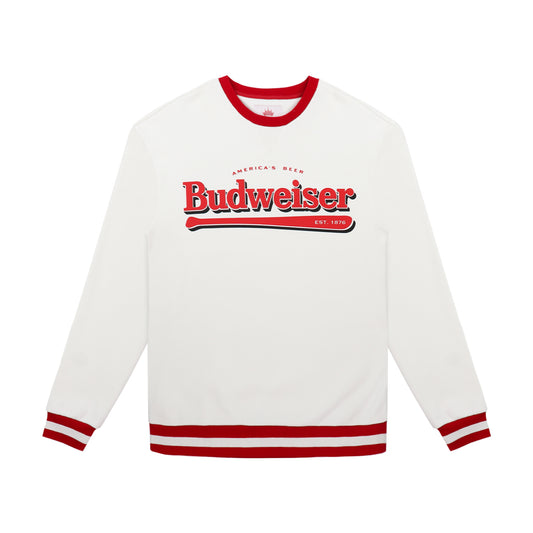 Front view of Budweiser Baseball Crewneck