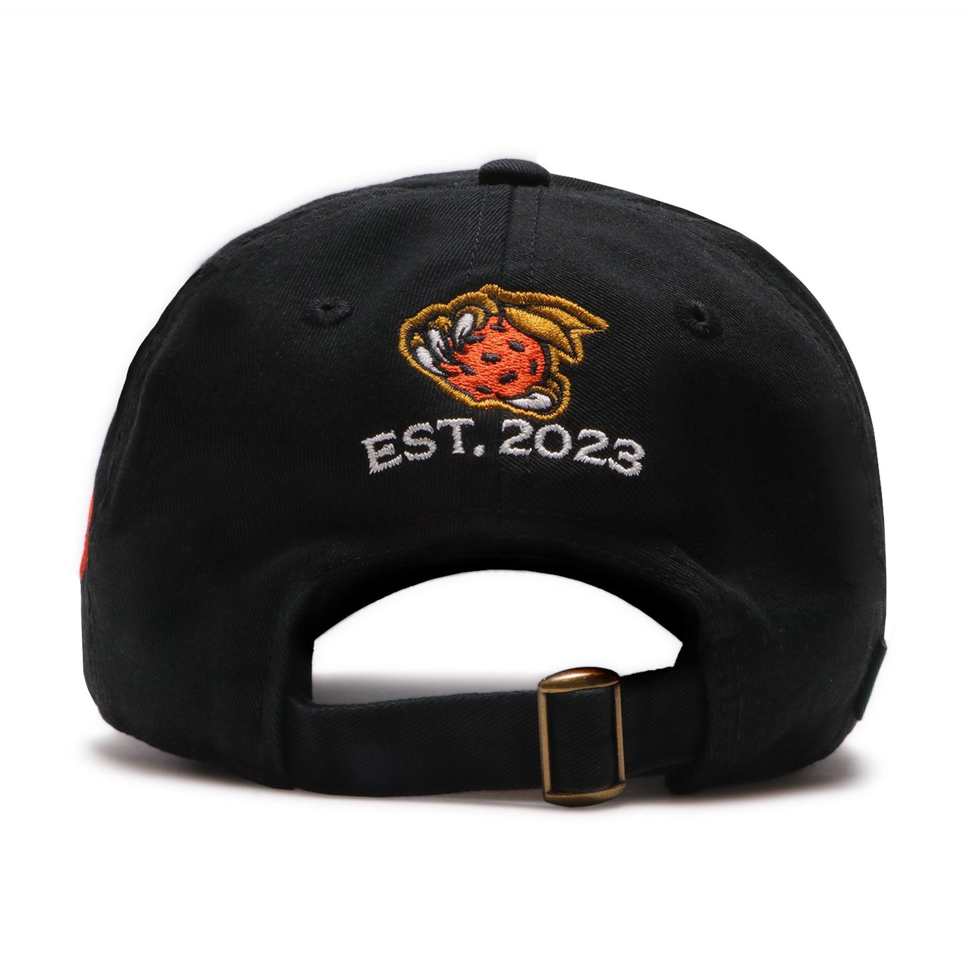 back of hat with est 2023 and clasp 