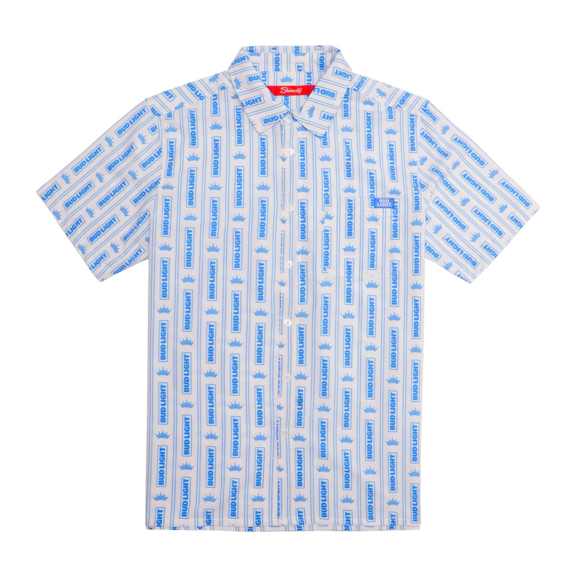 bud light crown stripe camp shirt