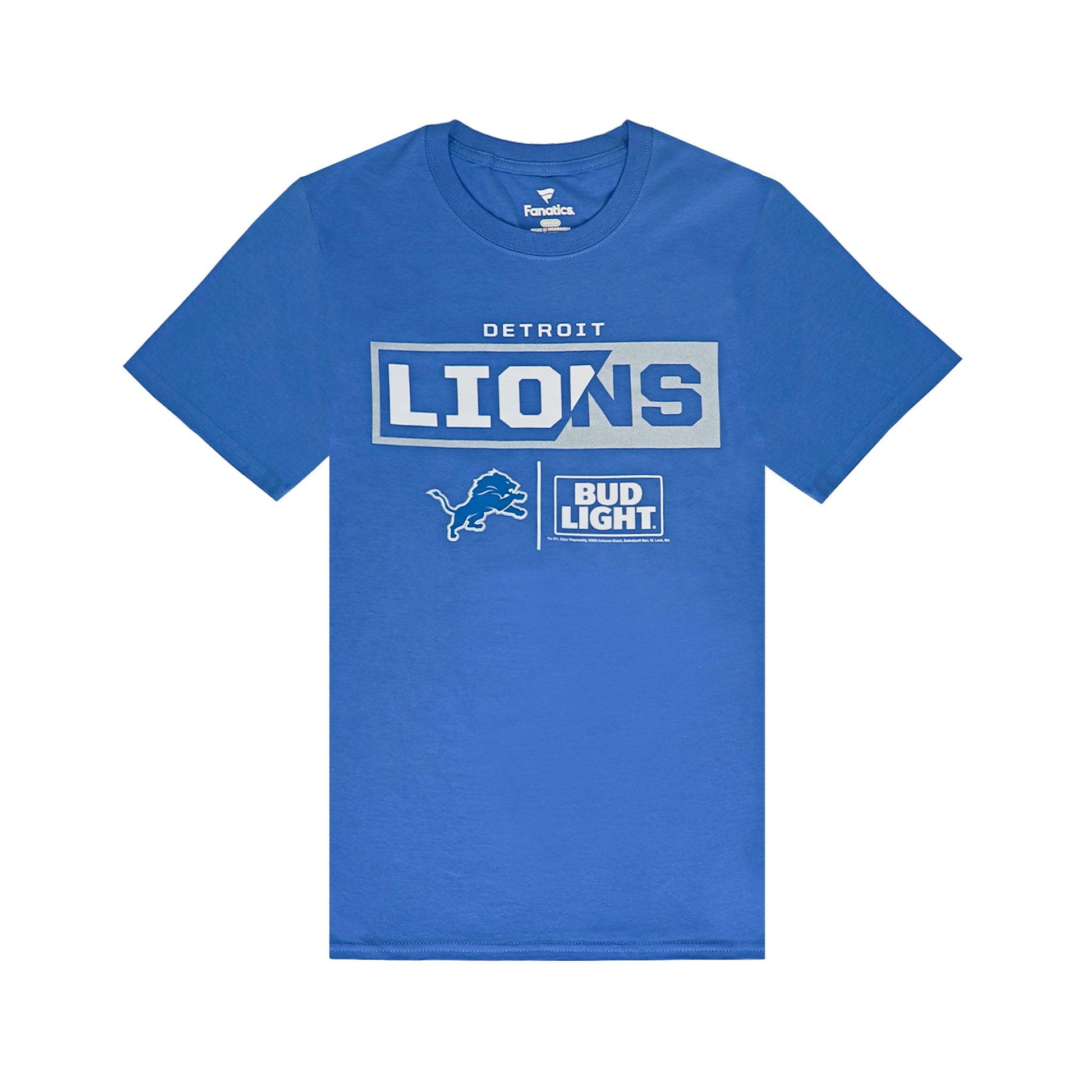 Front view of Bud Light Detroit Lions Teams T-shirt