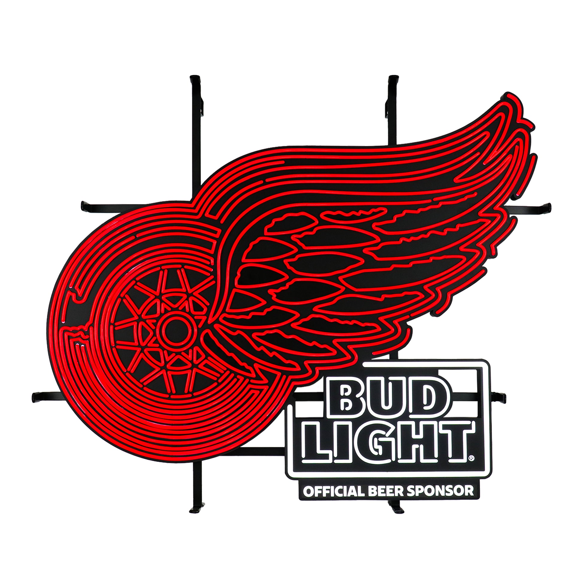 Detroit Red Wings Bud Light LED with white background