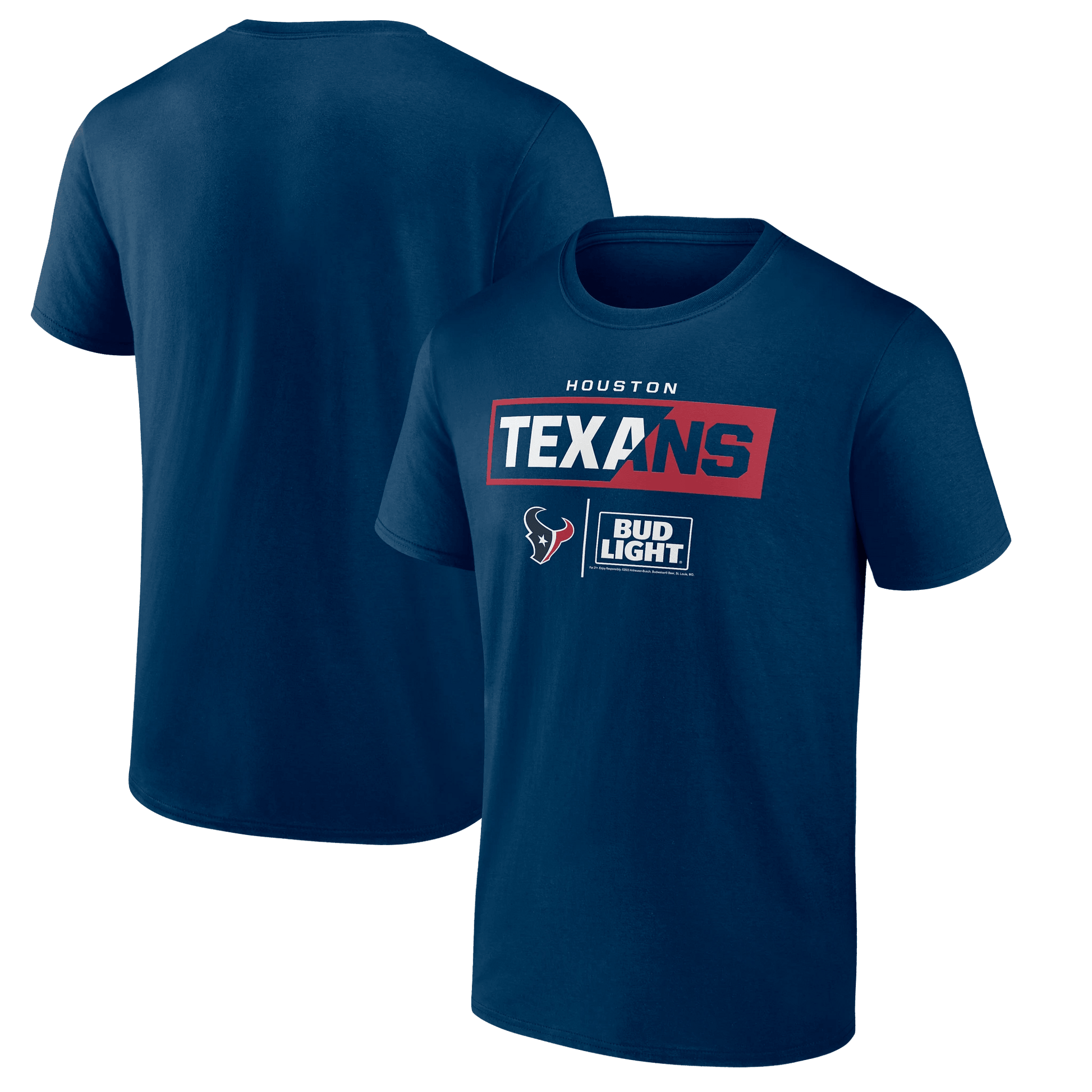 BUD LIGHT TEXANS TEE NAVY