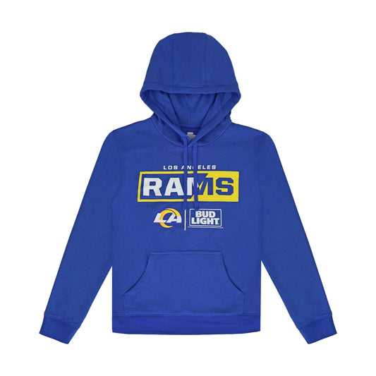 blue hoodie with rams and bud light logo