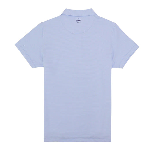 back of polo with small peter millar logo on neck