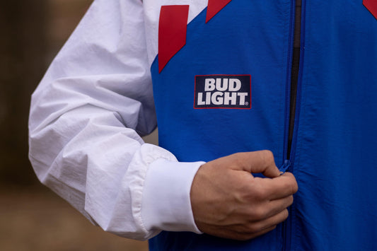 red white and blue bud light retro windbreaker