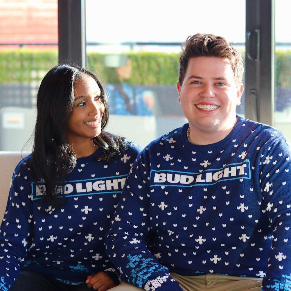blue bud light snowflake sweater