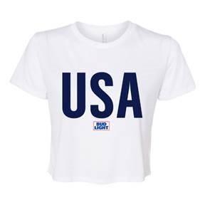 Bud Light Summer USA Women's White Crop T-Shirt