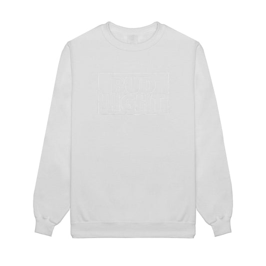 front of Bud Light Tonal Sweatshirt with white Bud Light stacked logo embroidery