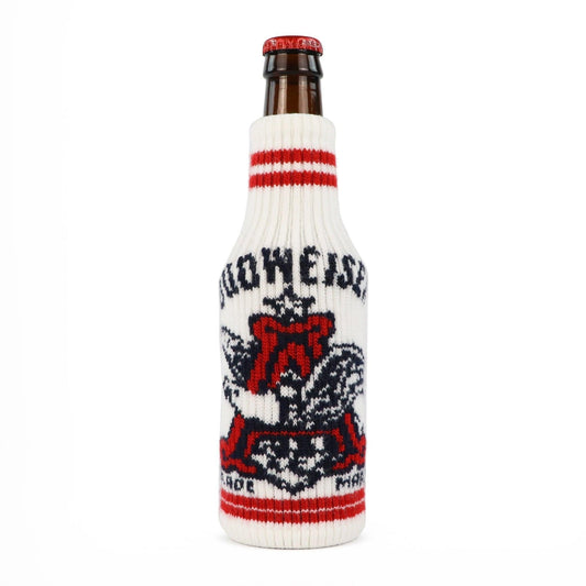 white budweiser bottle sweater coolie