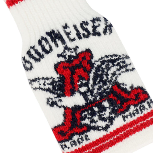 white budweiser bottle sweater coolie