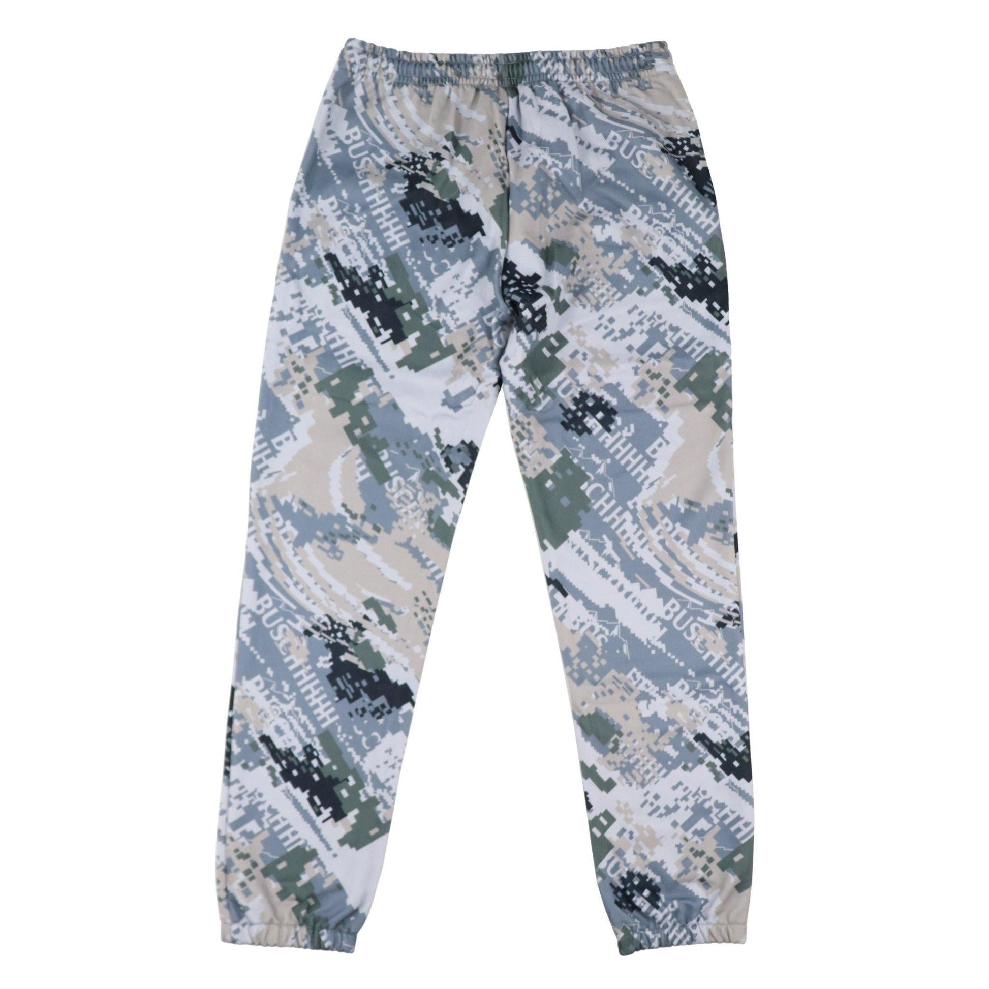 back of the grey busch light camo sweatpants'