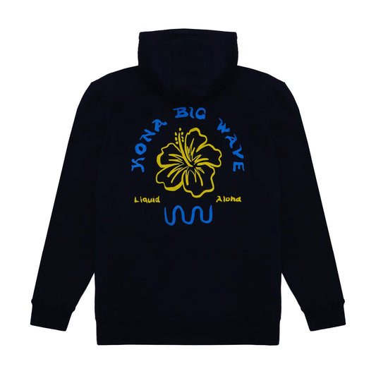 black kona big wave hibiscus hoodie back print