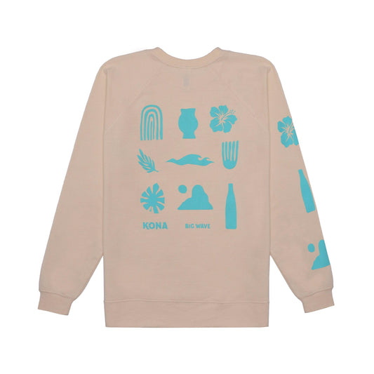 back of crewneck with icon symbols
