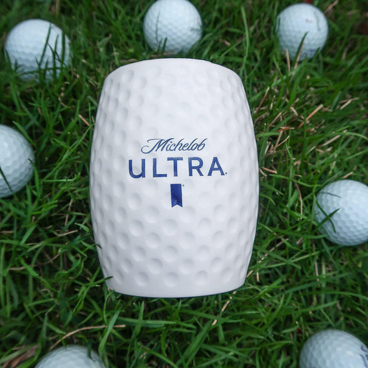 white michelob ultra golf ball can coolie