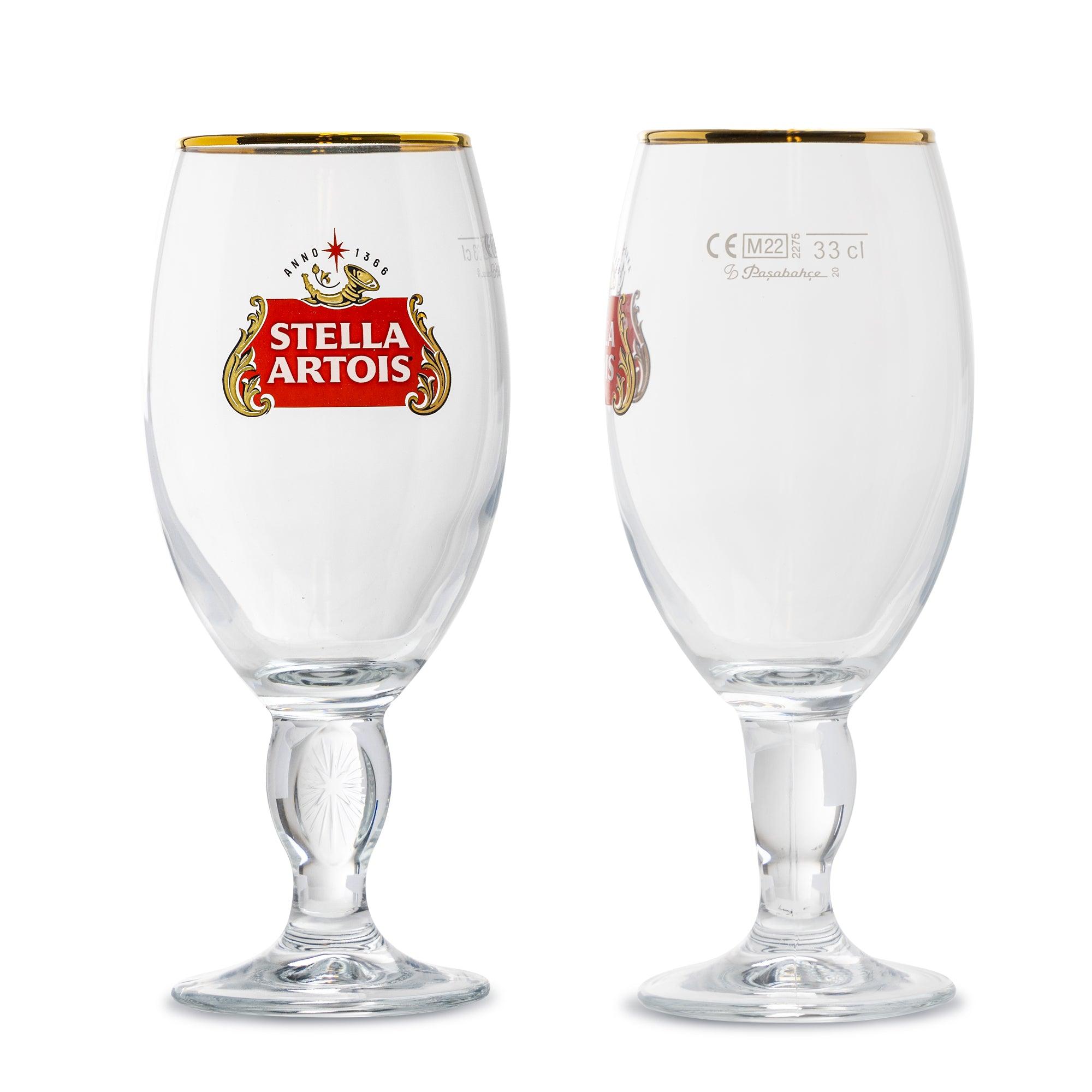 STELLA ARTOIS Star Chalice Set of 4 Beer Glasses Breweriana Free Shipping 