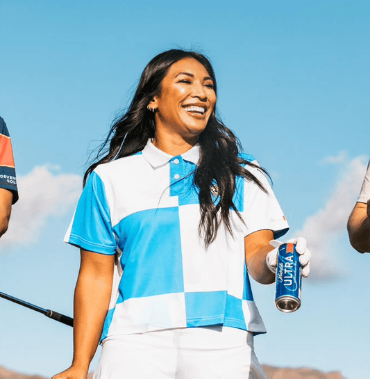 Blue womens polo front