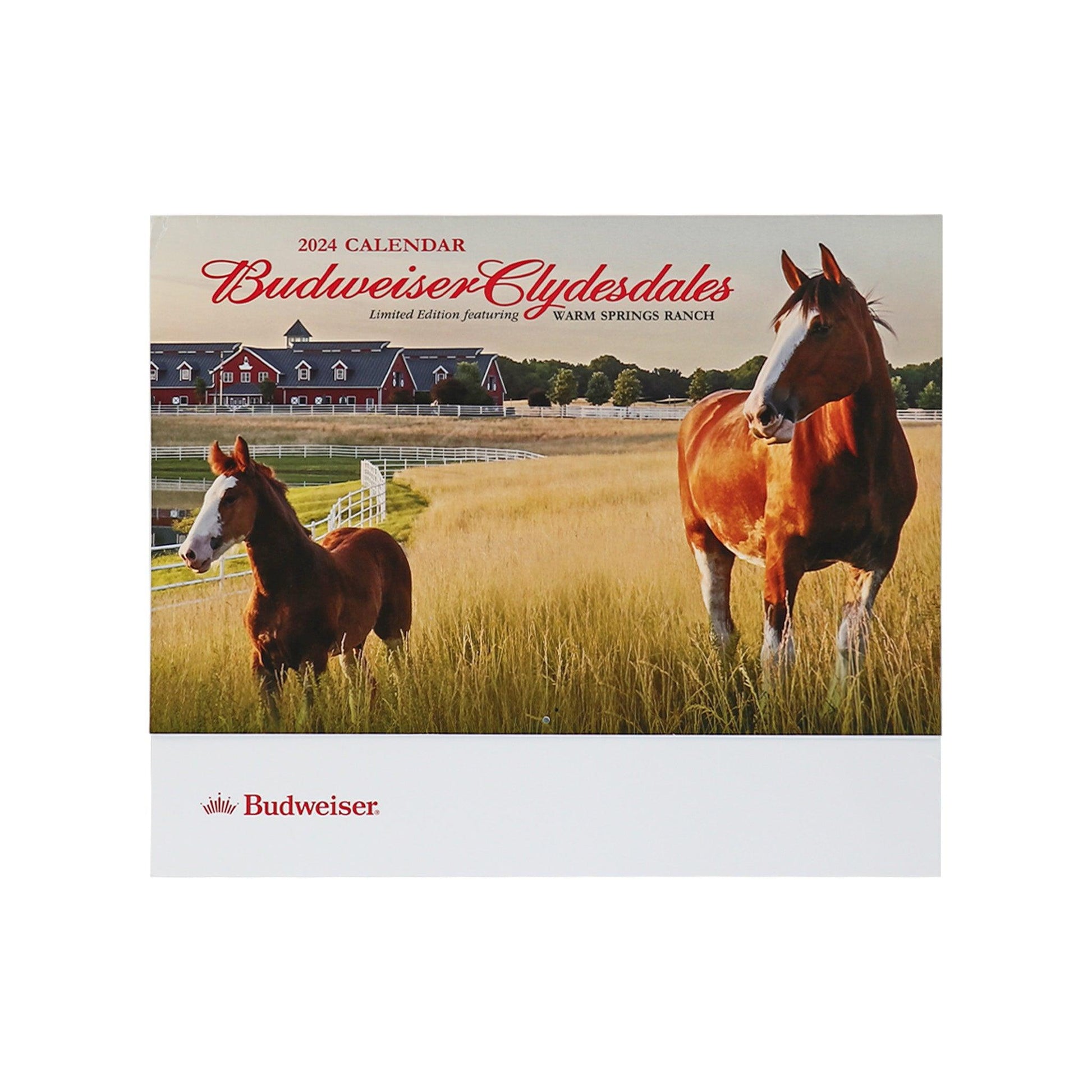 front of calendar with budweiser clydesdales 