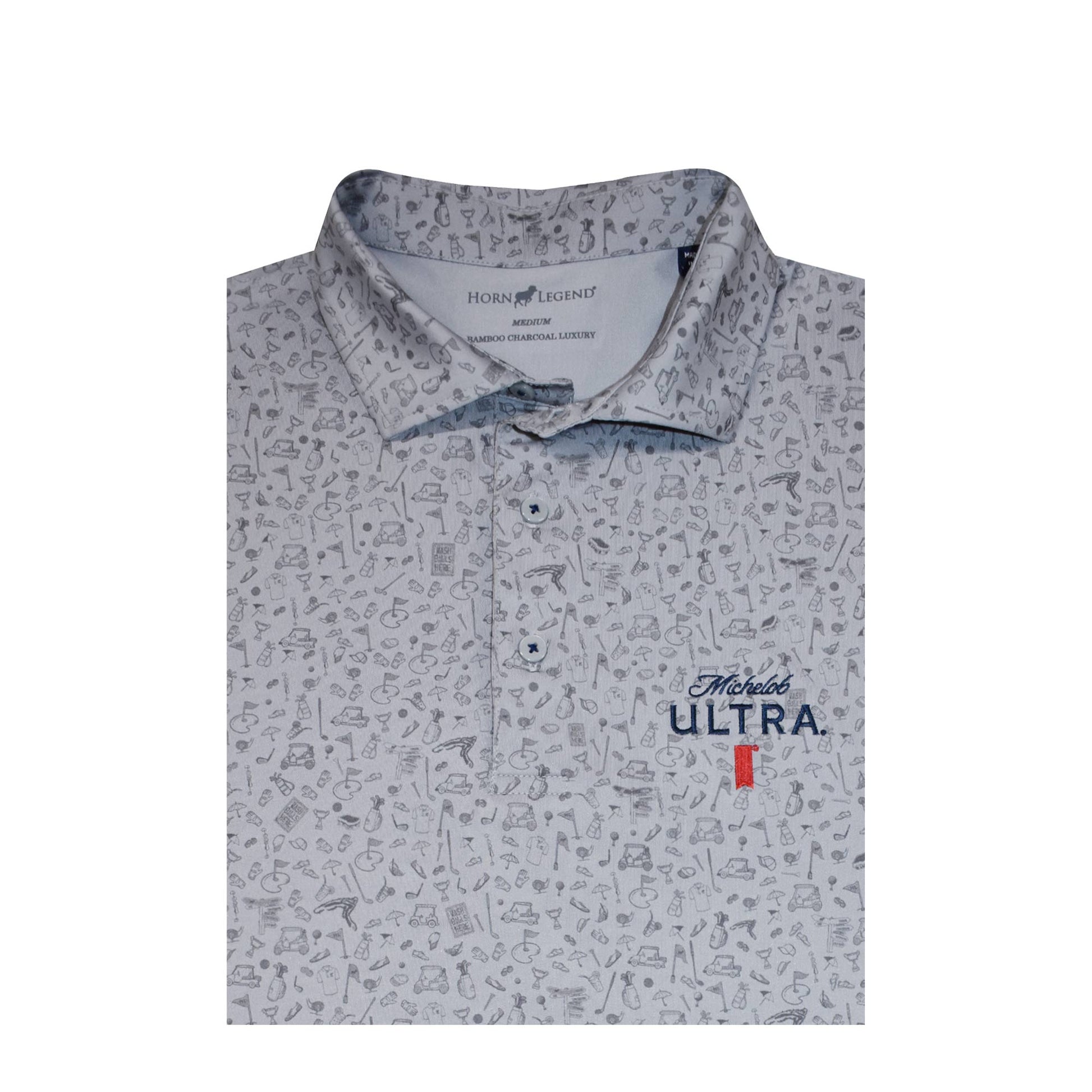 Michelob ULTRA Grey Golf Patterned Polo