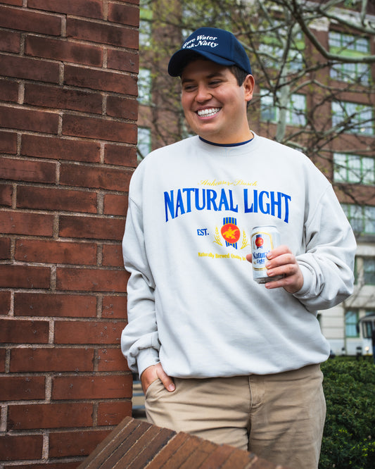 Model wearing Natural Light Vintage Sweatshirt