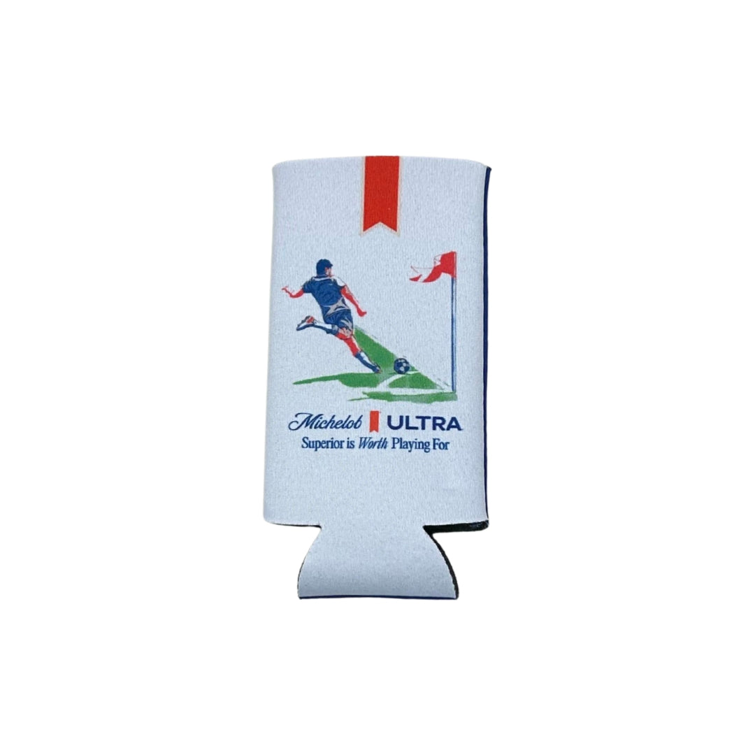 Coolie with soccer design and Michelob Ultra branding on a white background