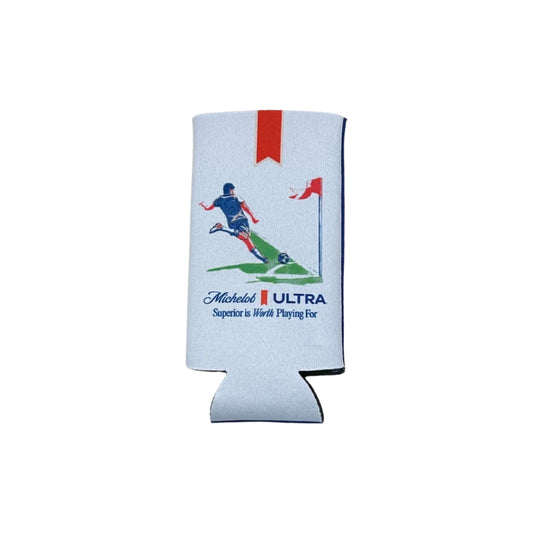 Coolie with soccer design and Michelob Ultra branding on a white background