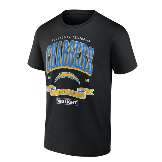 Los Angeles Chargers Black Bud Light T-shirt