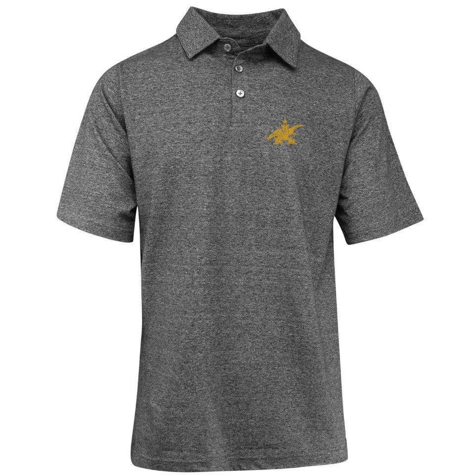 grey cotton A&Eagle logo polo with gold embroidered A&Eagle on front left chest