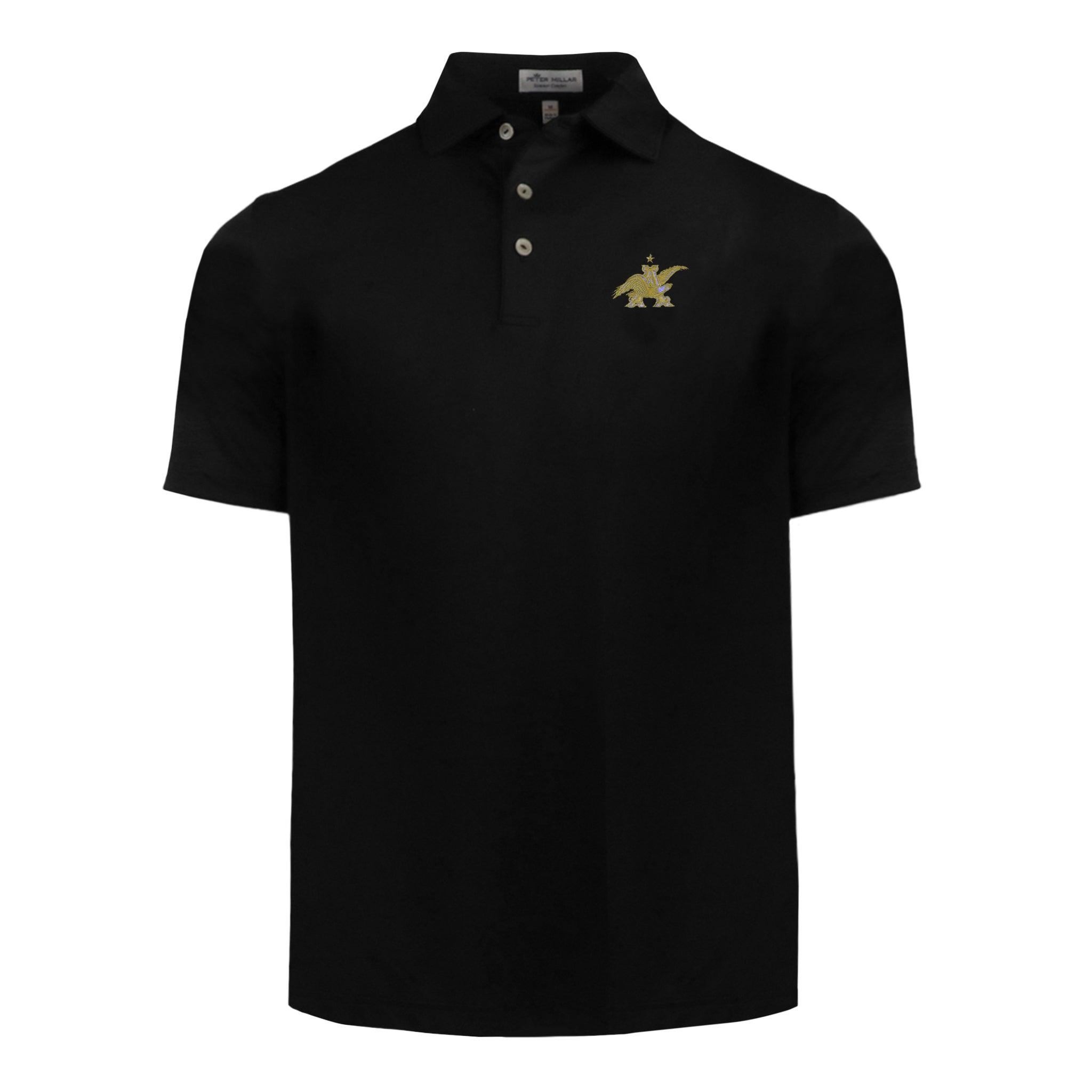Black Peter millar polo features the gold A&Eagle on front left chest