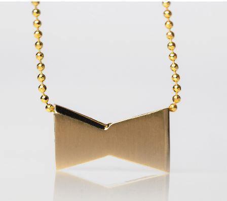 14 carat gold Budweiser bowtie necklace detail 