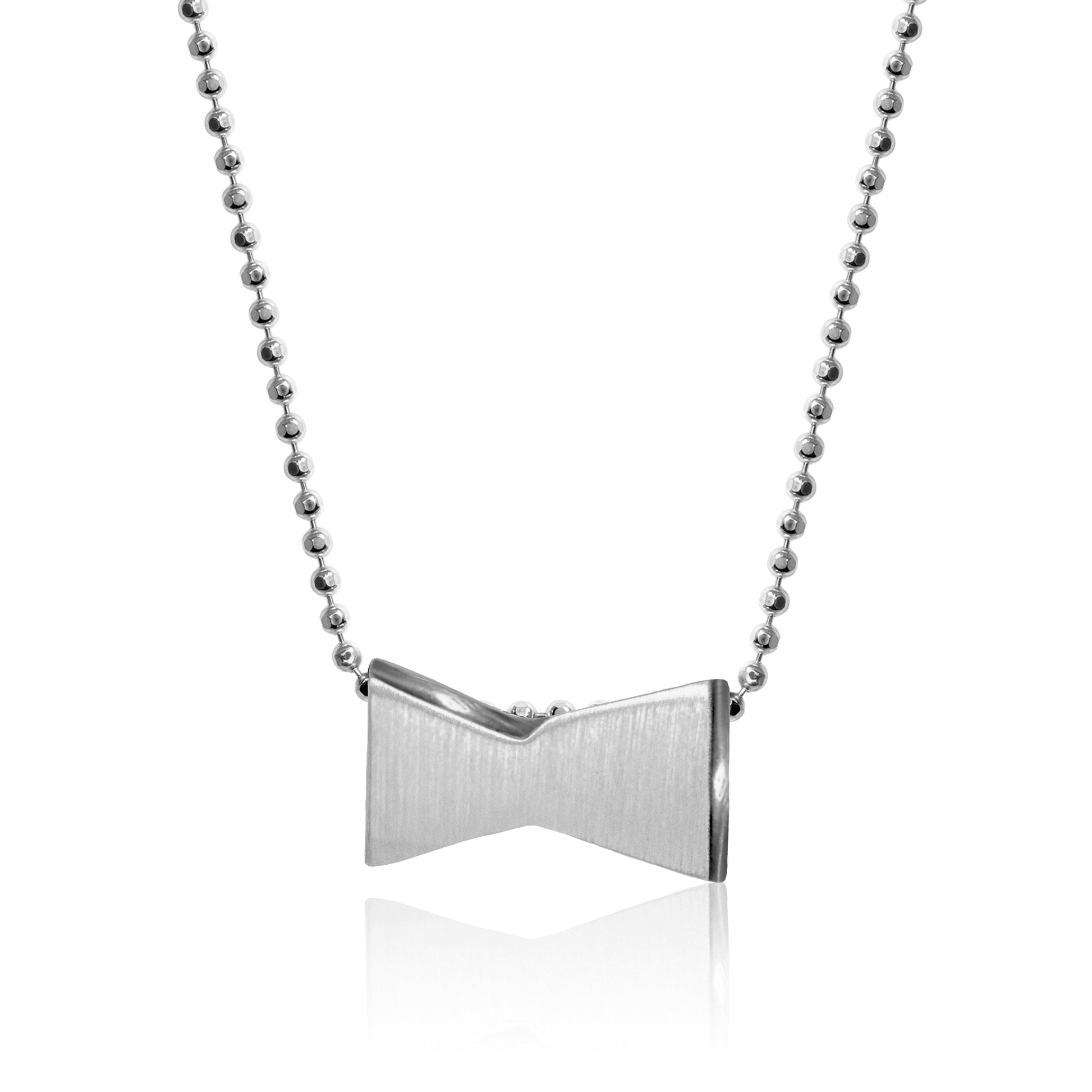 From Jewelry designer Alex Woo a 14 carat silver budweiser bowtie necklace, 16 inches long