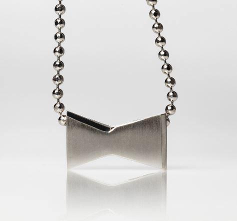 From Jewelry designer Alex Woo a 14 carat silver budweiser bowtie necklace, 16 inches long