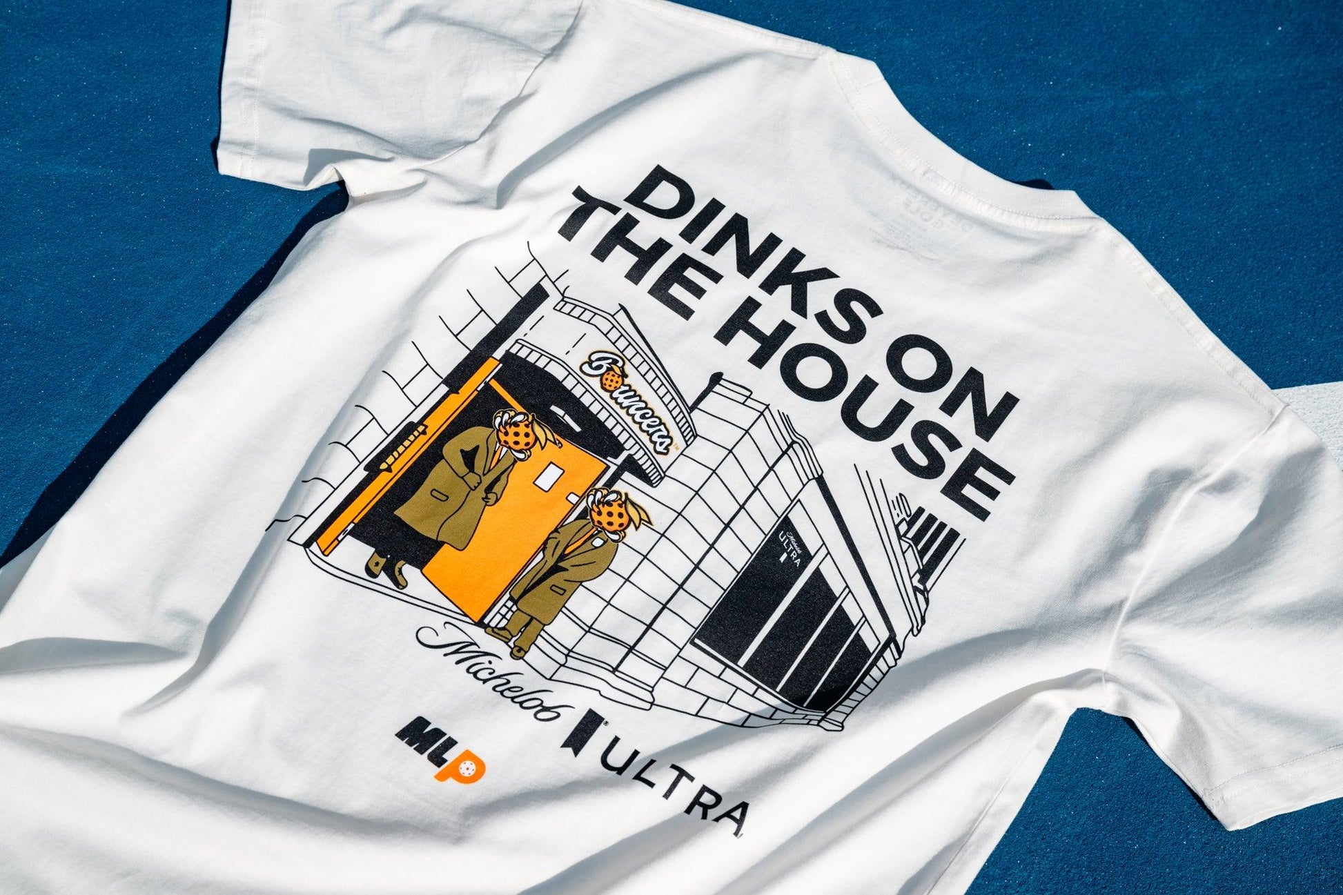 Michelob Ultra Atlanta Bouncers Devereux White "Dinks on the House" T-Shirt