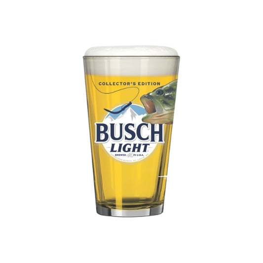 Busch Light collector's edition glass with fish design on a white background