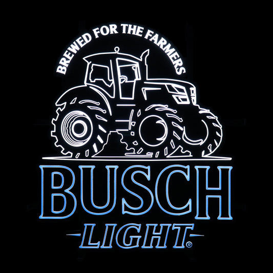 Busch Light logo with a tractor graphic on a black background