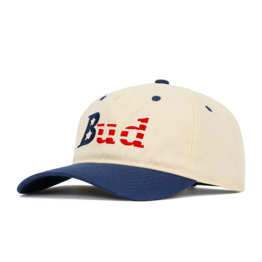 Front view of Budweiser Folds of Honor Stars and Stripes hat