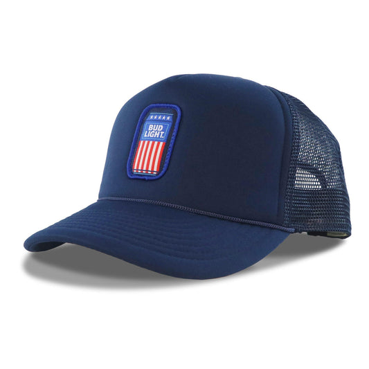 navy bud light americana can hat with mesh back