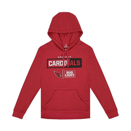 red hoodie with cardnials and bud light logo front