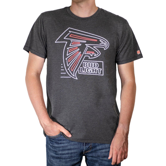 Man Wearing Black Bud Light Atlanta Falcons T-Shirt