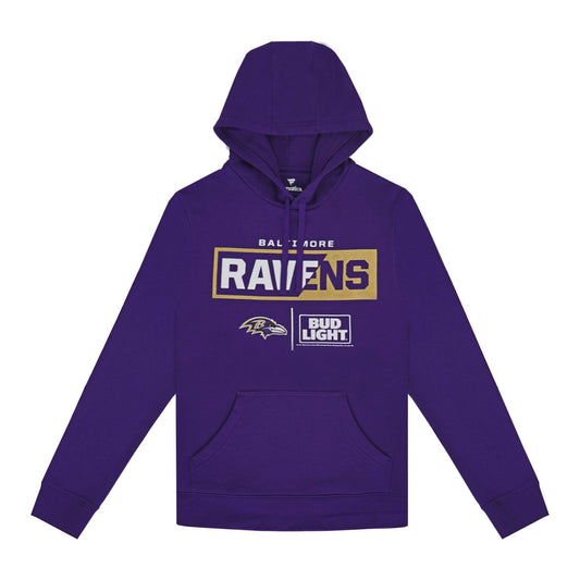 purple hoodie ravens and bud light logo front 