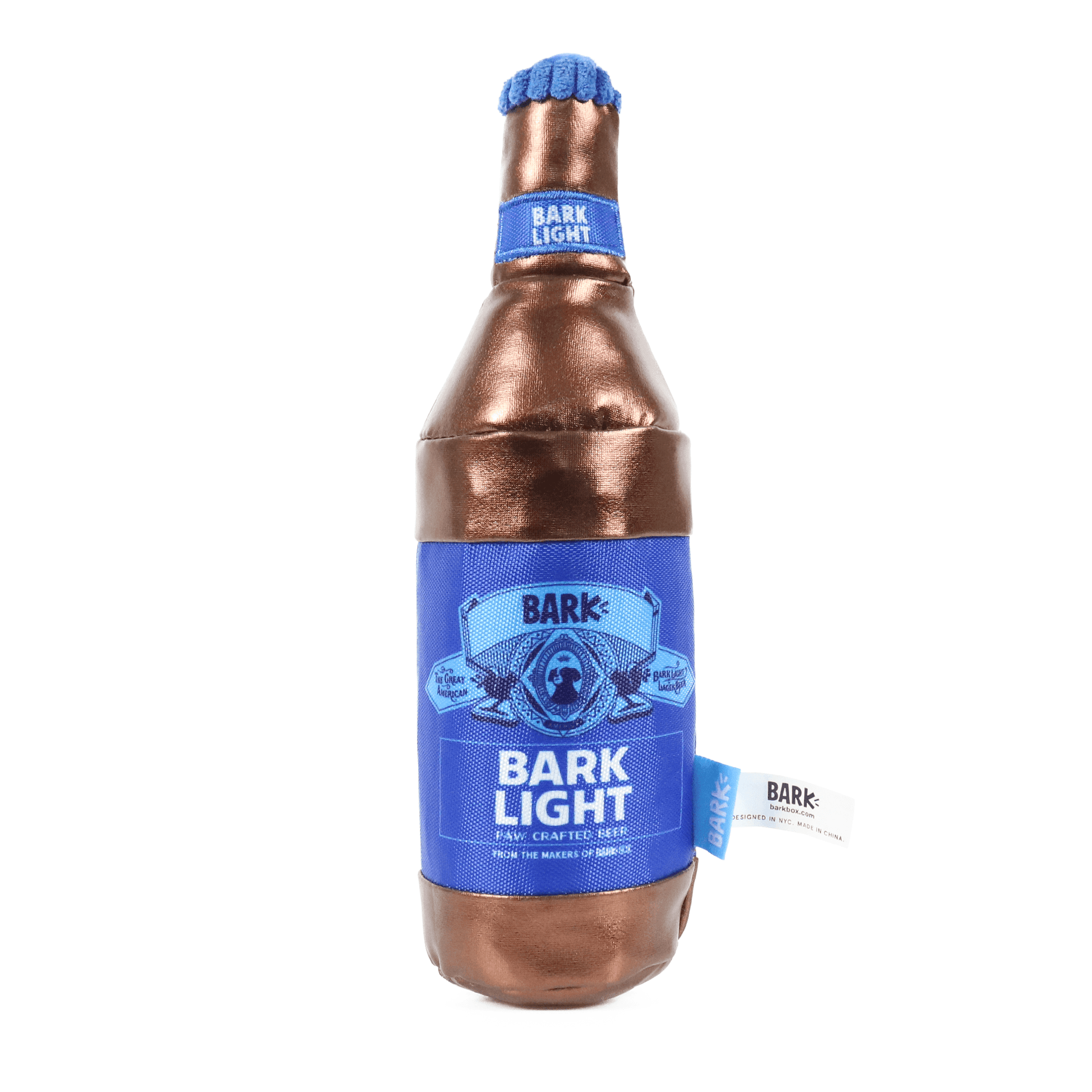 bud light bark light bottle pet toy