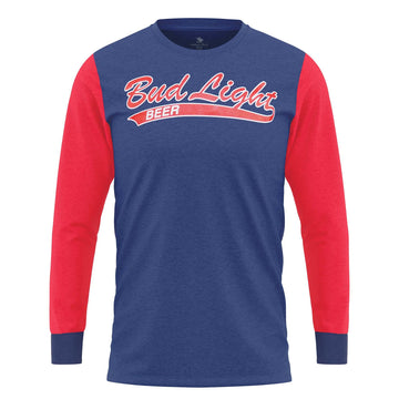 red and blue bud light block sleeve long sleeve t shirt