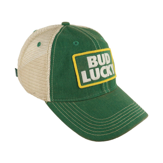 green bud light bud lucky trucker mesh hat  side 