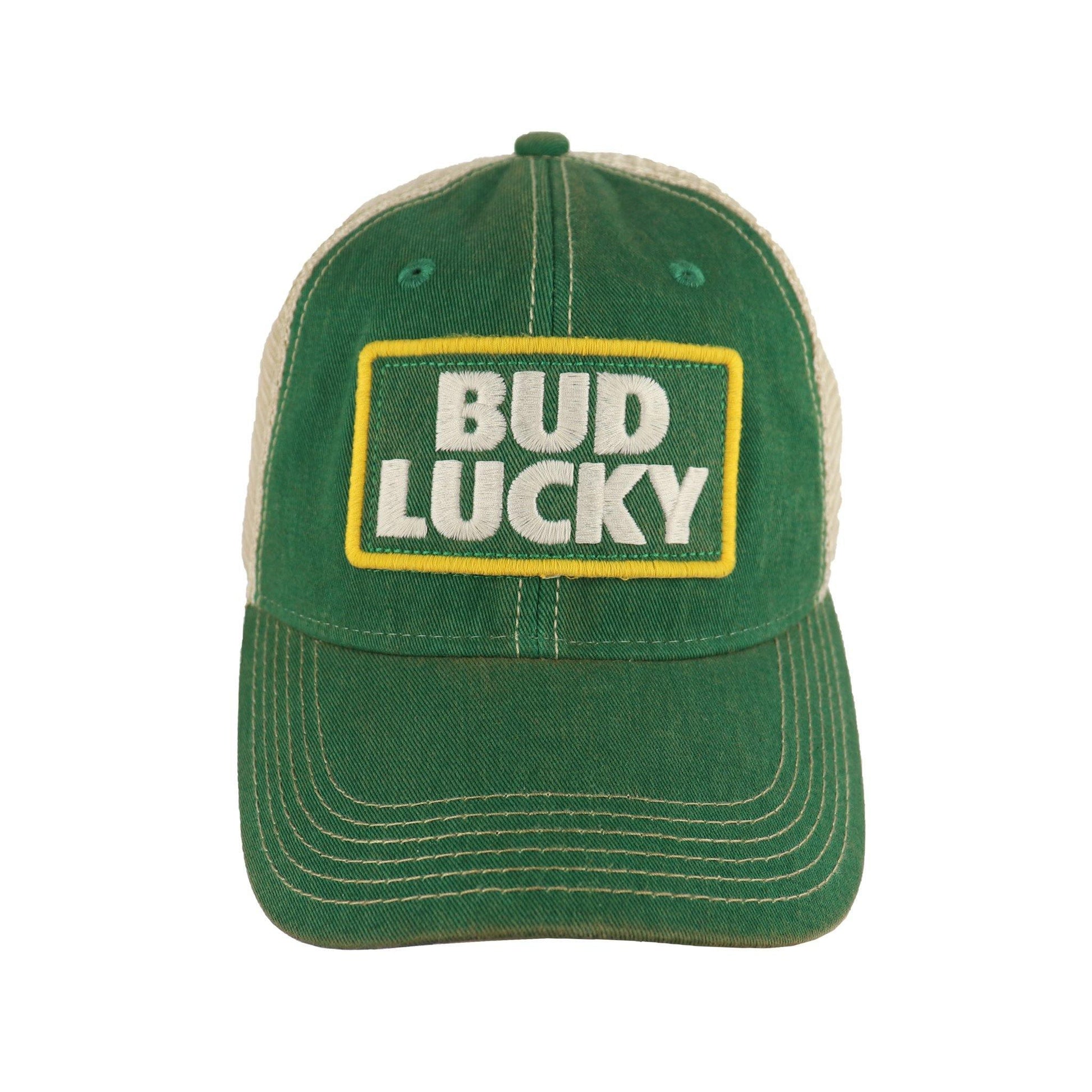 green bud light bud lucky trucker mesh hat front 