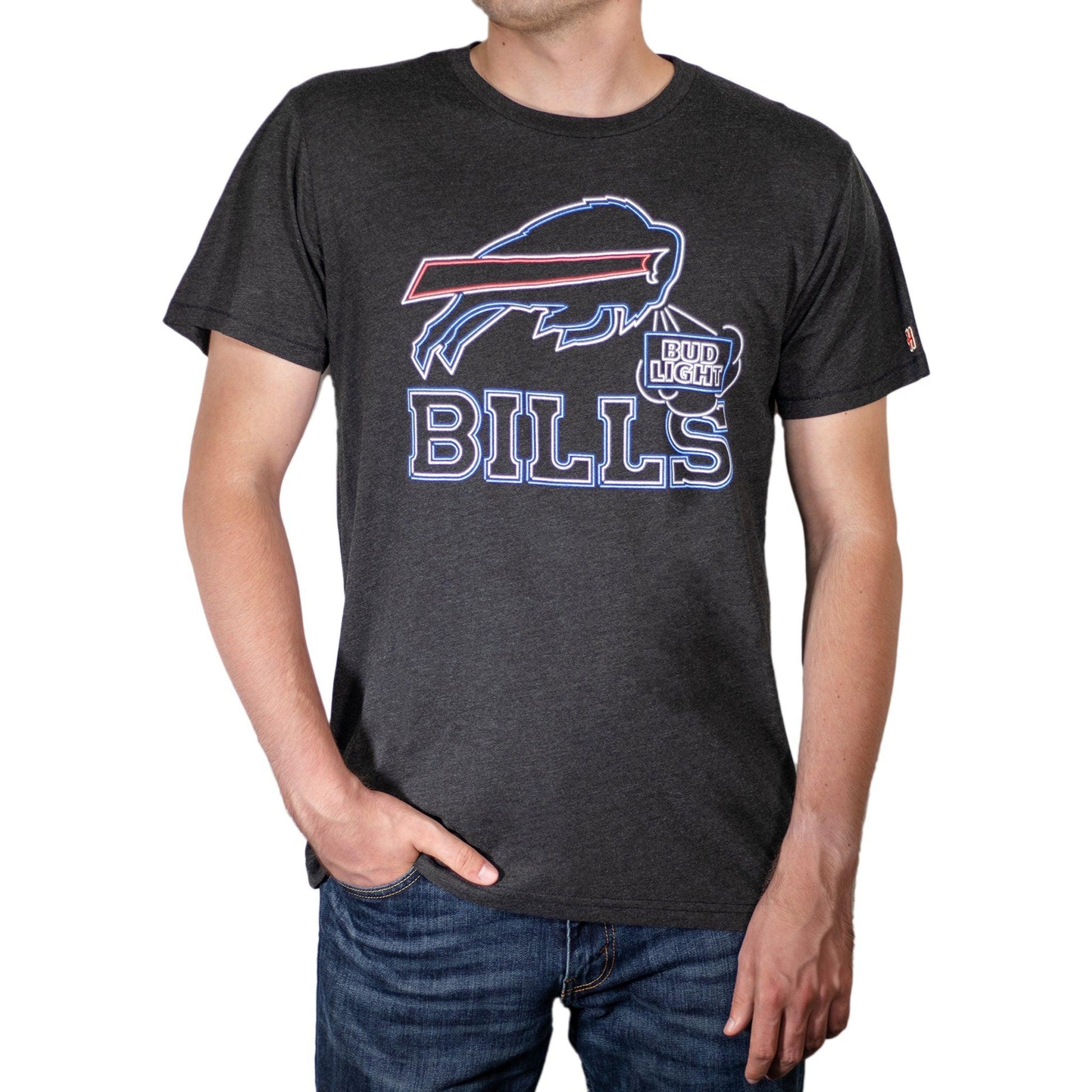 Man Wearing Bud Light Buffalo Bills Black T-Shirt