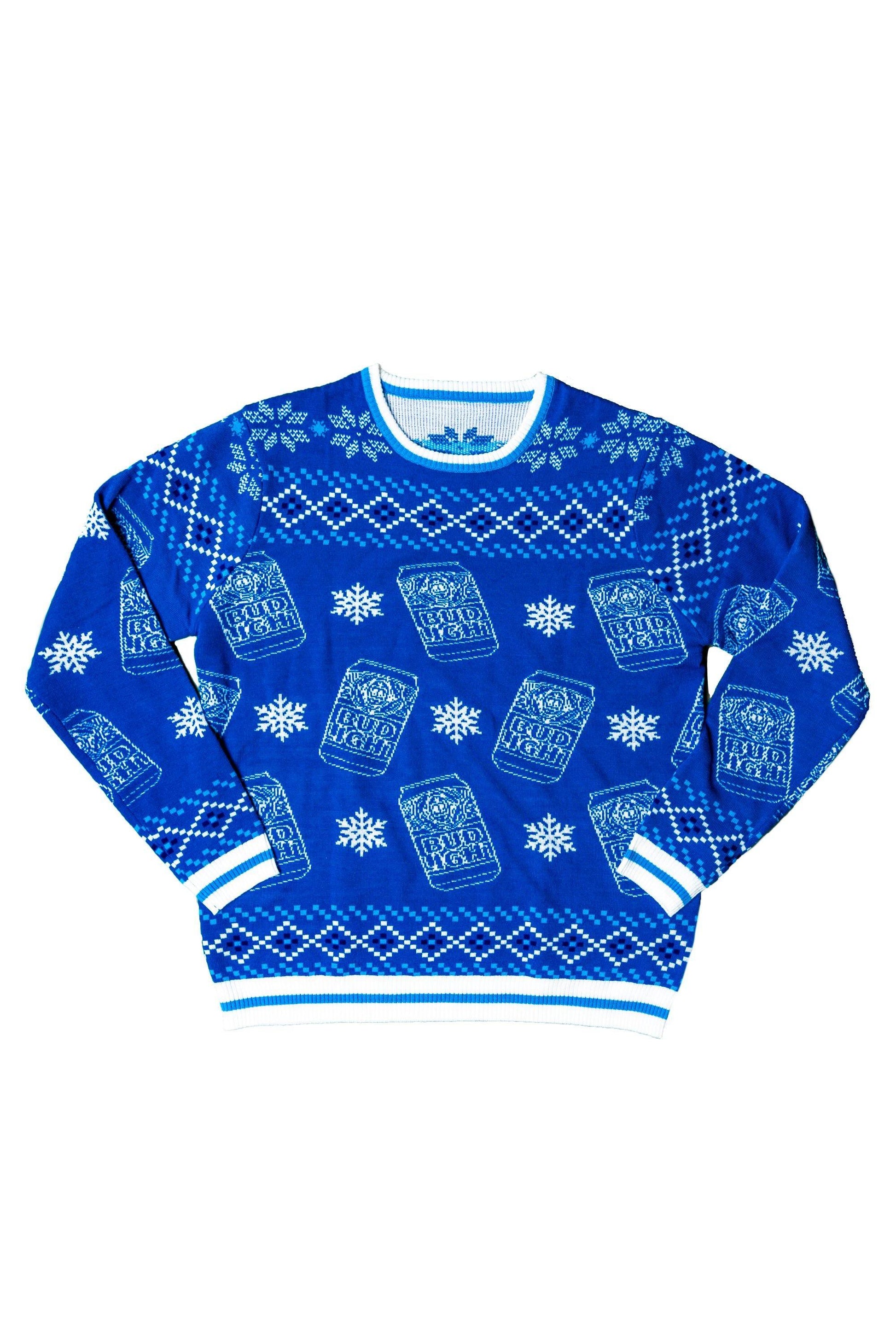 blue bud light repeat can sweater