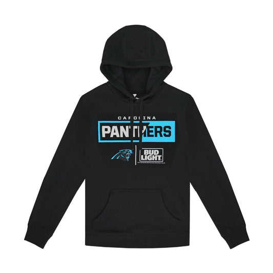 front of black hoodie with panthers and bud light logo
