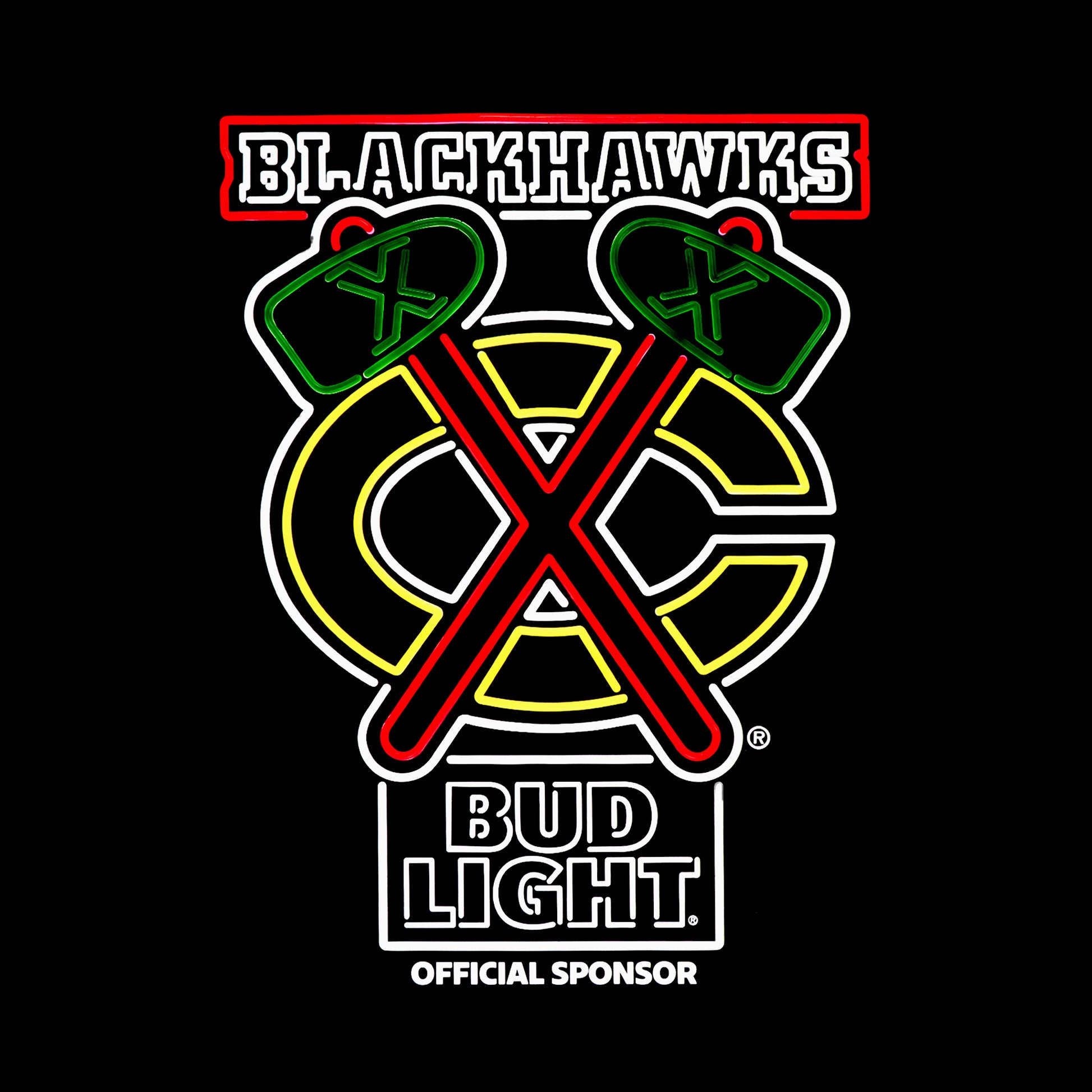 Chicago Blackhawks Bud Light LED with black background