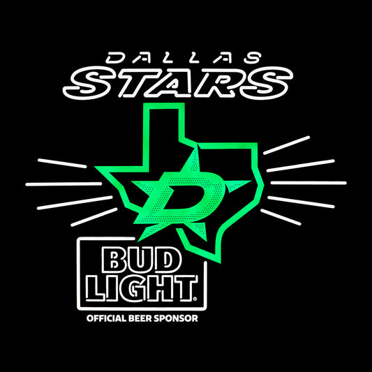 Dallas Stars Bud Light LED with black background