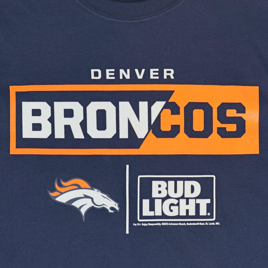 detail of broncos and bud light logos