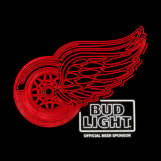 Detroit Red Wings Bud Light LED with black background